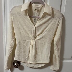 Madewell Cream Twist Front Blouse